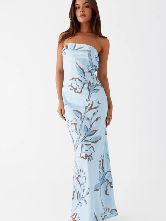 Peppermayo Dresses & Skirts - Peppermayo Strapless Light Blue Floral Maxi Dress